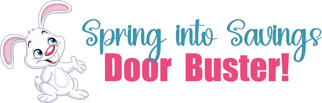 spring into savings door buster graphic